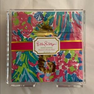 Lilly Pulitzer Paper Napkins and Clear Holder